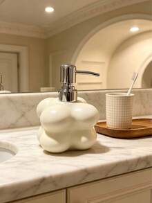 Cream Cloud Liquid Soap Dispenser With Pump, Decorative Resin Hand Wash Bottle, Multipurpose Lotion Container For Bathroom, Kitchen, Guest Restroom & Boutique Spa, Home Tabletop Decor Accessory - Classic - View 9