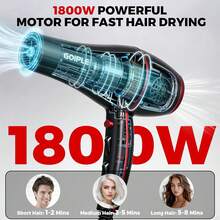 Goiple 19pcs Professional Hair Blow Dryer Kit With Advanced Technology, 3 Heat & 2 Speed Settings For Quick Drying, Anti-Frizz, Glossy Finish, Styling Attachments,Detangling Brush,Hair Clips,Multipurpose Tools,All Hair Types Men And Women Daily Hairstyling - 查看 2