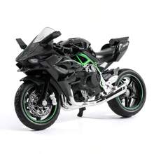 Alloy Kawasaki Motorcycle Model, Carbon Fiber Texture Body Shell, Linked Handlebars With Rotatable Steering, Model With Shock Absorption Effect - Suitable For Model Enthusiasts Collection, Birthday Gift - Multicolor - View 7