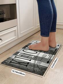 1pc Rubber Material Kitchen Runner Rug, Tableware Letter Print Pattern, Nordic Luxury Style Kitchen Mat, Long Runner Rug Laundry Room Rug, Thick Fabric With Good Foot Feel, Easy To Clean, Machine Washable, Hand Washable, Practical Entryway Doormat Home Decor Rug, Room Decor, Suitable For Dining Room, Kitchen, Laundry Room, Indoor Doorway And Other Indoor Areas - Dark Grey - View 5
