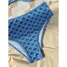 Textured Dot Underwire Bikini Set, New Arrival Beach Vacation Swimwear, Spaghetti Strap & High Cut Bottom, Gift Ready - Blue - View 4