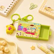 MINISO Sanrio 滑動迷你盒鑰匙圈，可愛 Hello Kitty My Melody Cinnamoroll Pompompurin Pochacco 角色包飾吊飾，附夾扣鉤，背包錢包配件，開學禮物，5 款可選 - 樣式 1 - 查看 8