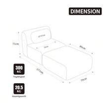 Modular Compression Sofa In Chenille Fabric, Filled With 30D High-Resilience Foam. Easy To Move And Featuring A Non-Slip Base, It Is Ideal For Living Rooms And Other Spaces. Ivory Color. - 亮橙色 - 查看 2