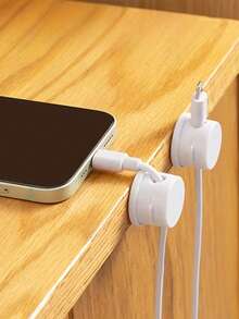 1 pieza Organizador de cables magnético giratorio, clip de cable antideslizante, soporte de cable de carga de teléfono de escritorio, herramienta práctica de gestión de cables para el hogar, gancho multifunción, almacenamiento de escritorio, organización de oficina en casa, organizador minimalista, diseño compacto, agarre antideslizante, escritorio - Multicolor - Ver 2