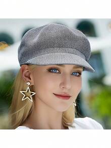 1pc Breathable Beret - Lightweight Cotton UV Protection Sun Hat - Adjustable Inner Band, Washable And Durable - Parisian French Artist Style Women's Beret - Summer Music Festival, Bohemian Travel, Beach Vacation Fashion Canvas Sun Hat - Black - View 3
