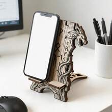1pc Wooden Stand, Universal Double-Layer Phone Holder, Suitable For Bedroom, Office, Living Room, Home, Dorm, Men's Gift, Home Decor Gift! - Multicolor - View 3