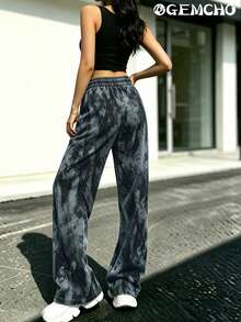 Celana Sweatpants Wanita Bahan Polyester dengan Kantong, Kain Rajut Sedikit Elastis, Celana Lari Kasual, Pakaian Olahraga, Cocok untuk Semua Musim Olahraga Musim Semi - MultiWarna - View 2