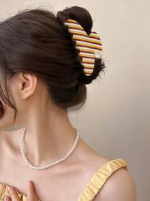 1件大號甜美花卉印花髮夾，復古極簡高級髮飾，適合後髮、海灘度假髮夾 - 彩色 - 查看 10
