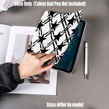 Black Five-Pointed Star Pattern Y-Fold High-Transparency Acrylic Tablet Protective Case With Pen Slot. Y-Fold High-Transparency Acrylic Protective Case. Tablet Protective Case Features: Y-Type Tri-Fold Stand Design, Smart Sleep/Wake, Full-Body Protection, Air Cushion Anti-Drop Frame, Multi-Angle Stand, Built-In Pen Slot, Lightweight And Portable. - Multicolor - View 3
