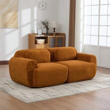 Modular Compression Sofa In Chenille Fabric, Filled With 30D High-Resilience Foam. Easy To Move And Featuring A Non-Slip Base, It Is Ideal For Living Rooms And Other Spaces. Ivory Color. - 亮橙色 - 查看 11