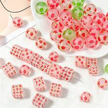 10 Buah Manik-Manik Akrilik Transparan Motif Buah Buram Bentuk Persegi/Bulat, Cocok untuk Dekorasi Rumah, Pembuatan Perhiasan DIY, dan Kerajinan Tangan Kreatif Lainnya - MultiWarna - View 1