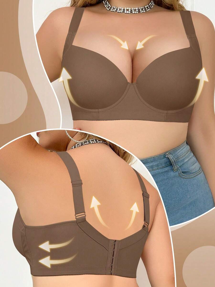 mimilemon Women's Plus Size Underwire Seamless Push-Up Bra, Minimalist Breathable Lifting