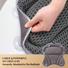 1 Piece Bath Pillow, Bathtub Pillow, Neck Support Cushion, Bathtub SPA Mat, Relaxing Head Rest Bathtub Pillow, Portable Washable Bathtub Accessory With 4D Breathable Mesh Thick Soft Bath Pillow - Light Grey - View 4