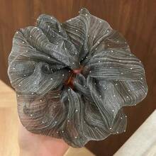 新款雲朵泡泡紗星空水鑽裝飾大號髮圈 女用 高端條紋髮帶 優雅髮繩 - 彩色 - 查看 11
