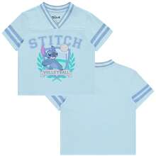 Lilo & Stitch Disney Lilo And Stitch Girls Short Sleeve T-Shirt- Stitch Girls Volleyball Graphic Tee Sizes 4-16 - 藍色 - 查看 3