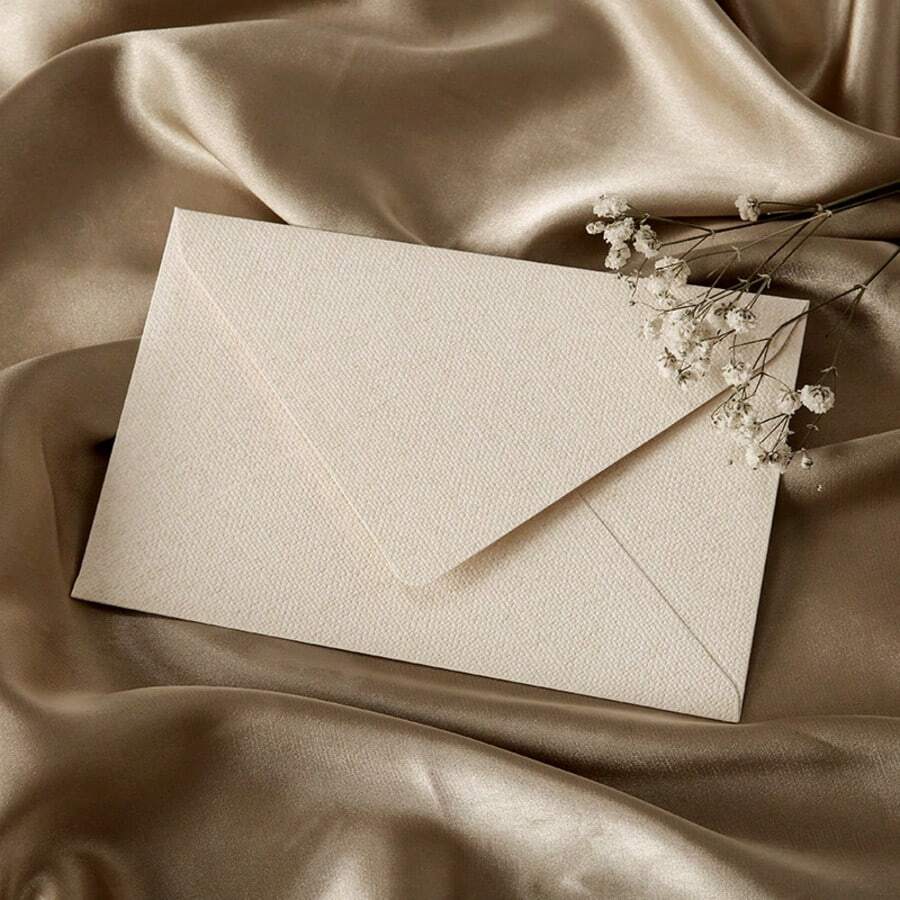 10/20/50/100pcs White Linen Texture Envelopes, Wedding Invitation Envelopes, Cards/Letters/Postcards Packaging Envelopes With Wax Seal Stickers - White - View 1