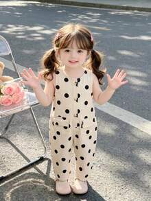 Jumpsuit Bayi Perempuan Kantong Geometris Polka Dot - Aprikot - View 2