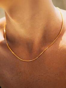 MONALLY Men's Minimalist 2.0mm Square Link Stainless Steel 18K Gold Plated Necklace: Durable & Fade-Resistant, Suitable For Sports And Daily Wear, Perfect Gift - Multicolor - View 1