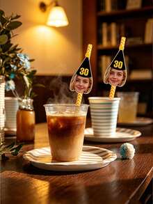 1/12/24/48pcs Customized Personalized Bride Face Photo Paper, Cocktail Glass Decor Straws, Bachelorette Party Decorations, Bridal Shower Supplies, Party Favors, Bachelorette Party, Birthday Party, Personalized Gifts, Gifts For Her - Multicolor - View 4
