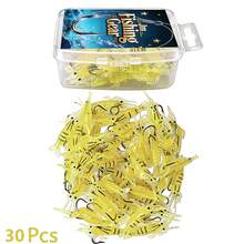 Juego de 30 piezas de señuelos blandos de camarón brillante, 5 colores de señuelos de camarón biónicos fluorescentes con anzuelos, señuelos de pesca de silicona realistas, adecuados para la pesca nocturna en agua dulce y salada - 30 piezas por caja - Ver 13