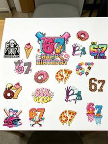 1 Set Cake Decoration Toppers + Birthday Party Decoration Banner, 67 Theme Party Home Decor, Outdoor Dining Decor, Holiday Essentials - 67 Models - View 3
