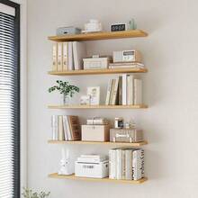 1pc Thickened Wall-Mounted Shelf, Large Walnut Color Wall-Mounted Shelf With Heavy-Duty Bracket, Suitable For Bedroom, Living Room, Kitchen, Office And Other Places, Providing Hanging Storage And Display Space. - Light Walnut - View 4