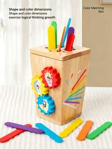 5-In-1 Multifunctional Wooden Sorting Bucket With Gear, Bug Catching And Pull Rod Games, Develops Color Recognition And Fine Motor Skills For Toddlers, STEM Educational Toy, Perfect Gift For Children's Birthday And Christmas - Multicolor - View 8