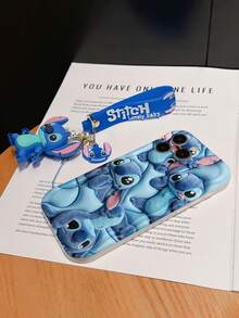 Disney Lilo And Stitch Phone Case : 3D Fluffy Pattern Border Protector Phone Soft Phone Case With A Free Cute Stitch Bracelet Chain Lanyard, Stitch, Lilo, Angel, For Apple 17 Promax 17 Pro 16 15 14 13 12 11 Pro Max XS Max X XR Soft Cover Summer Phone Case - 白色 - 查看 6