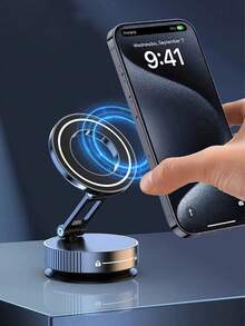 防震 360° 三軸可折疊 MagSafe 車用手機支架，真空磁吸底座，兼容所有 MagSafe 智慧型手機，高級實心鋅合金框架，省空間迷你可折疊結構，加固耐用堅固轉軸 - A - 查看 4