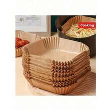 Disposable Air Fryer Paper Liners: 9 In Large Square Non Stick Parchment, Air Fryer Basket Liner For 8Qt - 12Qt Airfryer - Square Brown - View 8