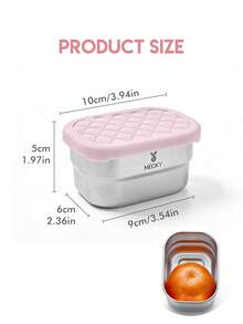 Meoky 3 Paket Wadah Camilan Stainless Steel 8oz dengan Tutup Silikon, Kotak Penyimpanan Makanan Kecil Antibocor Wadah Makan Siang Logam yang Dapat Digunakan Kembali untuk Camilan Persiapan Makanan Perjalanan Piknik - Set 3 potong merah muda* - View 3