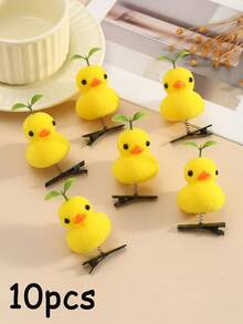 5/10/20pcs Cute Soft Plush Yellow Duck Hair Clips, Cartoon 3D Hair Accessories, Suitable For Girls, Hair Clips, Hair Pins, Head Accessories - Multicolor - View 7