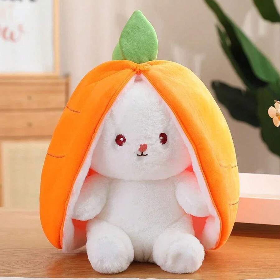 Cute 25cm Strawberry Carrot Rabbit, Creative Fruit Plush Toy, Stuffed Bunny Doll For Baby, Birthday Gift For Boy - 紅蘿蔔兔 - 查看 1