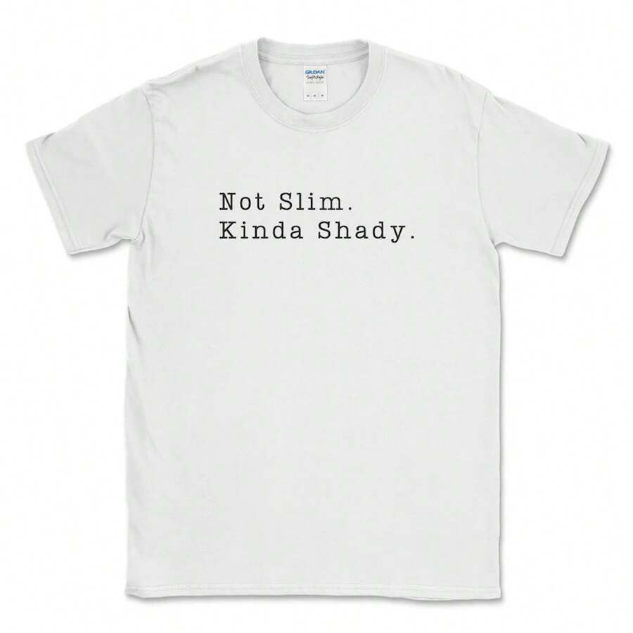 Herren-T-Shirt mit lustigem Slogan "NOT SLIM KINDA Shady" |   Neuartiges Grafik-T-Shirt, Geburtstags- und Weihnachtsgeschenke für Ihn, Männer, Vater - Weiss - Übersicht 1