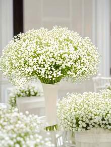 5/10PCS Artificial Gypsophila Breath Branches, PE Material, 4-Branch 12-Head Design, Ideal For Elegant Table Decorations, Weddings, And Seasonal Decorations. No Power Or Batteries Required. Suitable For Floral Decorations In Various Settings. - White - View 12