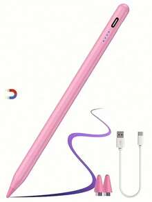 Universal Tablet Stylus, Touch Proof, Magnetic, For Writing, Drawing, Etc. On Tablets, For IPad 7/8/9 Generation (10.2-Inch) Air1/2/3/4/5/6/7, Compatible With IPad 10th Generation And 11th Generation, Can Be Used With Pro11 And Other Models, Comes With Two Spare Tips Battery Capacity 90mAh - Multicolor - View 13