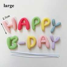 Ins馬卡龍色系柔軟矽膠生日字母蛋糕插牌，可愛多彩字母蛋糕裝飾插片，馬卡龍多色英文字母，嬰兒30天/100天/1歲生日蛋糕裝飾 - 彩色 - 查看 15