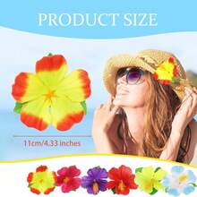 1/10/20pcs Artificial Hibiscus Flowers - 6 Vibrant Colors, Polyester Fake Tropical Hawaiian Decor, Jungle Beach Theme, Faux Leaves For Table Centerpieces, Suitable For DIY Crafts, Weddings, Parties, Barbecues, Home And Event Decoration, Artificial Tropical Flowers (Random Colors) - Multicolor - View 6