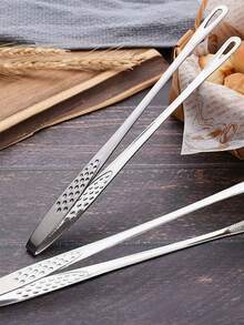 2/1pc Stainless Steel Food Tongs, Long Handle Non-Slip BBQ Tongs, Steak Tongs, Kitchen Cookware Accessory - Multicolor - View 6