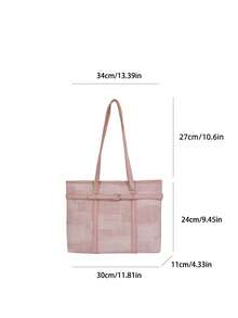 Minimalist Style Large Capacity Women's Tote Bag, Fashionable Versatile Commuter Shoulder Bag - Pink - View 5