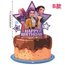 1/6入 新款K-POP D Emon Hunters生日派對裝飾節日必備女巫圖案蛋糕裝飾插牌，萬聖節主題生日派對飾品，送給家人朋友的精美禮物選擇 - 多色 - 查看 6