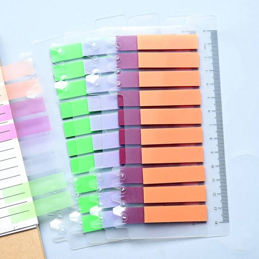 4 Colors 1 Pack Total 800 Sheets Solid Color Transparent Light Purple, Green, Orange, Purple Index Label Stickers Writable Memo Sticky Notes Office Indicator Label Stickers Strong Adhesive Reusable - one-size - View 1