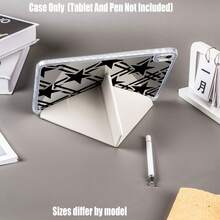 Black Five-Pointed Star Pattern Y-Fold High-Transparency Acrylic Tablet Protective Case With Pen Slot. Y-Fold High-Transparency Acrylic Protective Case. Tablet Protective Case Features: Y-Type Tri-Fold Stand Design, Smart Sleep/Wake, Full-Body Protection, Air Cushion Anti-Drop Frame, Multi-Angle Stand, Built-In Pen Slot, Lightweight And Portable. - Multicolor - View 6
