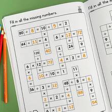 Lachilly Crossword Puzzle Book Brain Games Math Workbook, For Practicing Addition, Subtraction, Multiplication, Division, Intelligent Children And Adolescents Activity Worksheets Practice Pages, Math Games, Thinking Book For Kindergarten And Elementary School Children - Multicolor - View 10