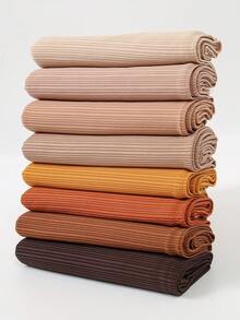 1pc Premium Knitted Ribbed Hijab Scarf For Women, Striped & Solid Color Headwear, Soft Breathable Shawl For Daily Dress - Plain-colored, Smooth-surfaced, Threaded Long Towel - View 5