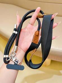 1pc 2-In-1 Crossbody Wide Strap Adjustable High-End Solid Color Versatile Anti-Loss Phone Lanyard - Multicolor - View 5
