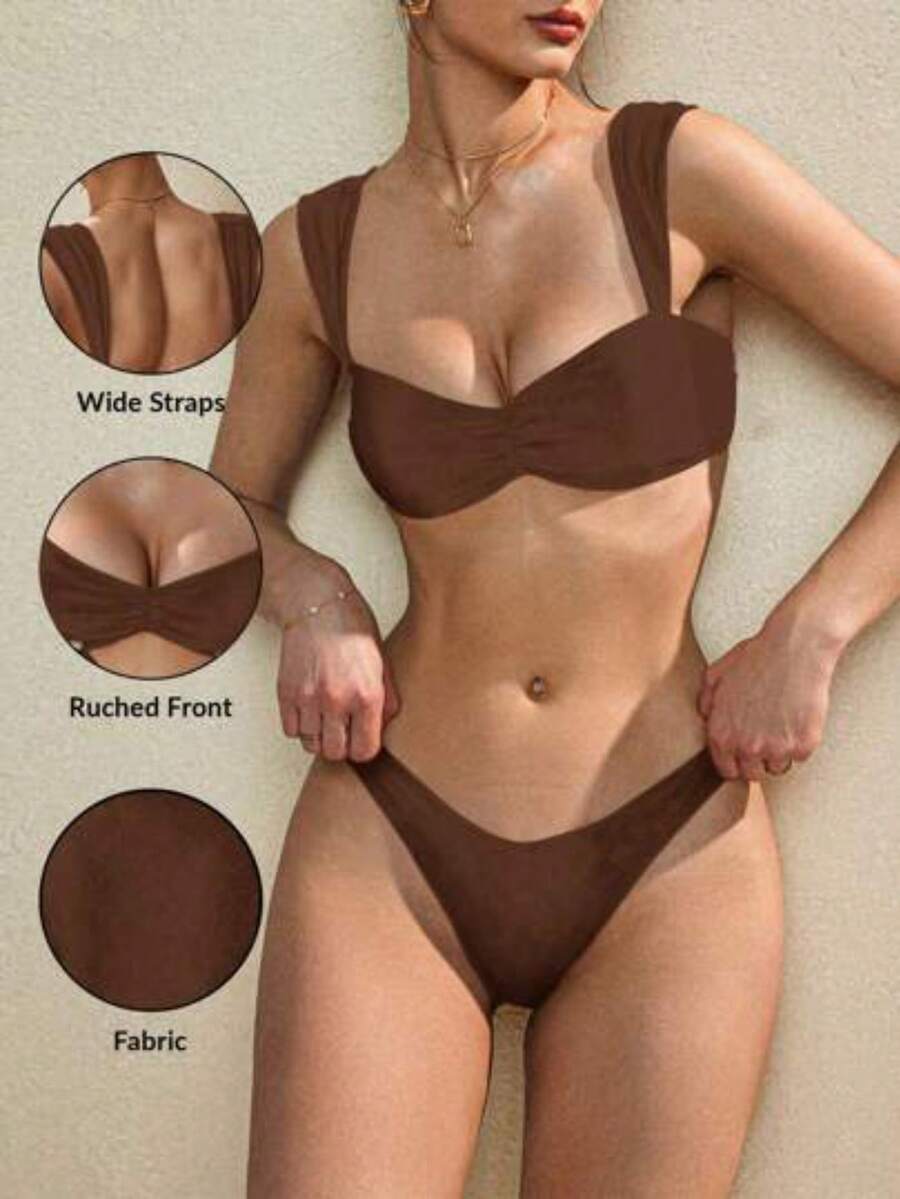 Women Athletic Bikinis - Marron - View 1