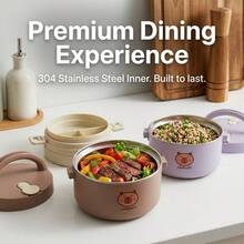 Portable 304 Stainless Steel Thermal Lunch Box, Sealed Leak Proof Bento Box, Dishwasher & Microwave Allowable,Reusable Fruit Salad Food Storage Container, Suitable For Student And Adult Use In School, Office,Picnic, Travel,Back To School - Multicolor - View 5