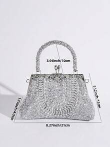 Sparkling Rhinestone Evening Clutch Bag, Handheld Purse, Elegant Bridesmaid Bag, Luxurious Elegant Evening Bag For Formal Dresses, Party And Ball Events, Fashionable Versatile Women's Bag - Silver - View 10