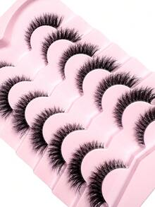 7 Paar neue Katzenaugen-Falschwimpern, natürliche & verlängernde transparente Bandwimpern, ausgestellte Enden zur Augenverlängerung, Kunstnerz-Wimpern, für Make-up - Schwarz - Übersicht 4